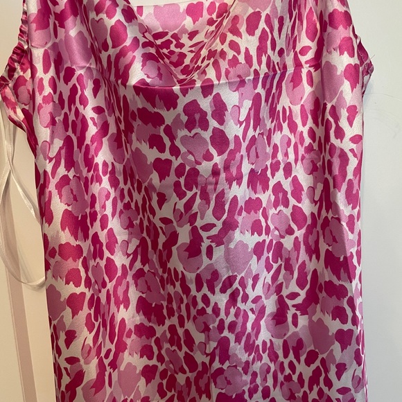 Hot Pink Leopard Print Satin Slip Dress Midi NWT - Picture 2 of 4